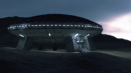 3d render. Futuristic spaceship conceptの写真素材