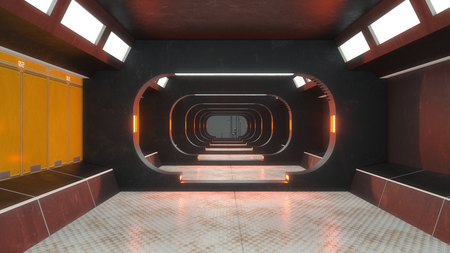 3d render. Futuristic interior concept architectureの写真素材