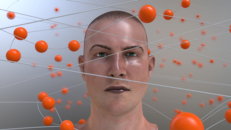 3d render. Head Human shattered portrait