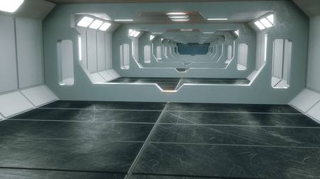 3d render. Futuristic interior concept architectureの写真素材