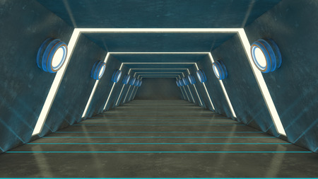 3d render. Futuristic interior concept architectureの写真素材