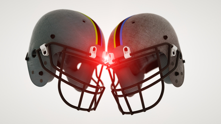 3d rendering. Two football helmetsの写真素材