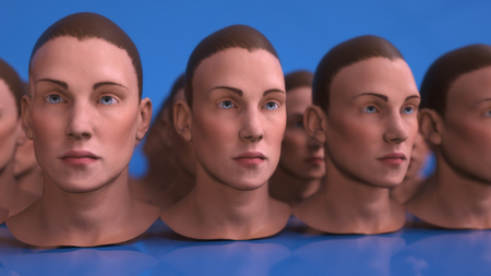 3D render. Cloning humanoid figures