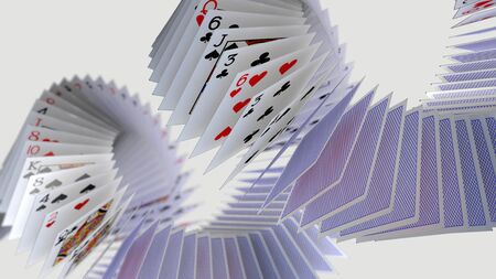 3d rendering poker cards falling