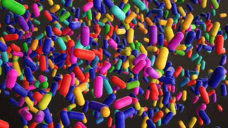3d medicine capsules background illustrationの写真素材