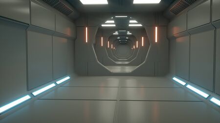 3d render. Futuristic interior concept architectureの写真素材