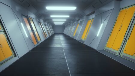 3d render. Futuristic interior concept architectureの写真素材