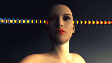 3d rendering. Humanoid robotic headの写真素材