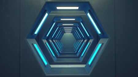 3d render. Futuristic interior concept architectureの写真素材