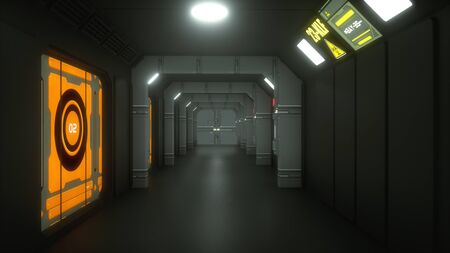 3d render. Futuristic interior concept architectureの写真素材