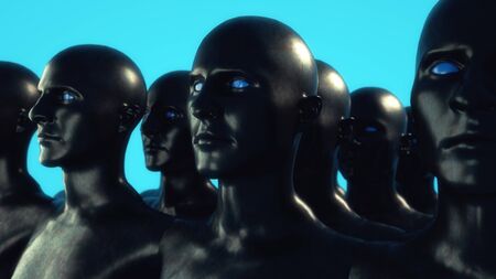 3D render. Cloning humanoid figuresの写真素材
