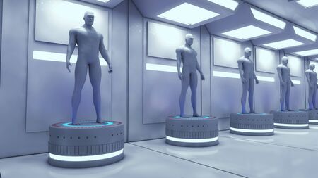 3D render. Cloning humanoid figuresの写真素材