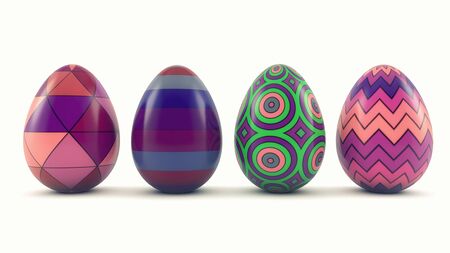 3d render. Easter eggs of different colorsの写真素材