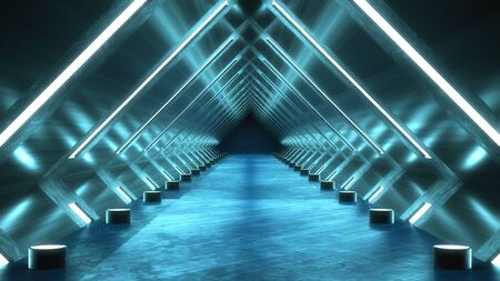 3d render. Futuristic room interior conceptの写真素材