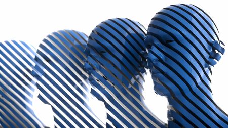 3D render. Cloning humanoid figures