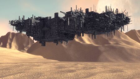 3d rendering. Futuristic unidentified flying objectの写真素材