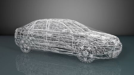 3d render car made with linesの写真素材