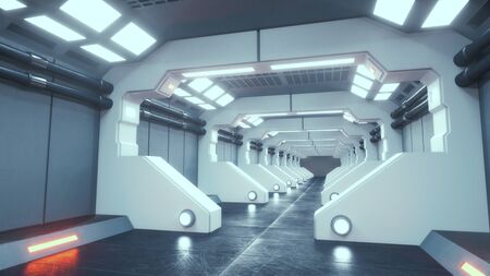 3d render. Futuristic room interior concept