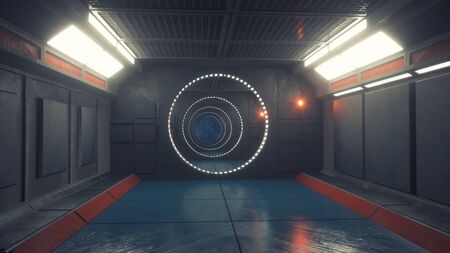 3d render. Futuristic room interior conceptの写真素材
