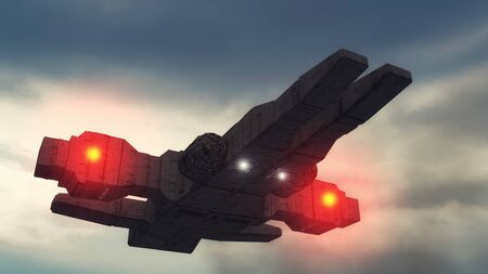 3d rendering. Futuristic unidentified flying objectの写真素材