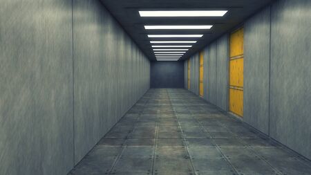 3d render. Futuristic interior concept architectureの写真素材