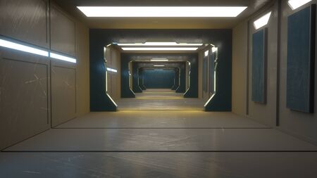 3d render. Futuristic interior concept architectureの写真素材