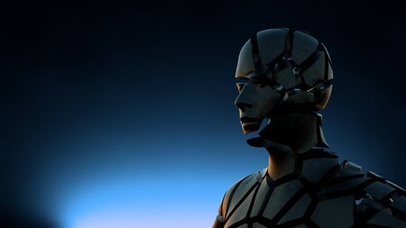 3d render. Head Human shattered portraitの写真素材