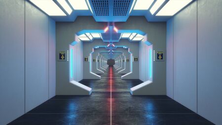 3d render. Futuristic interior concept architectureの写真素材
