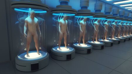 3D render. Cloning humanoid figuresの写真素材