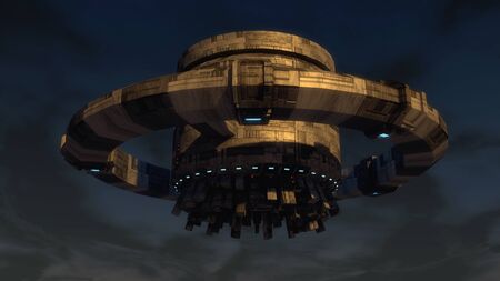 3d rendering. Futuristic unidentified flying objectの写真素材