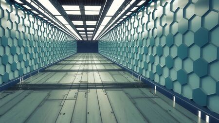 3d render. Futuristic room interior conceptの写真素材