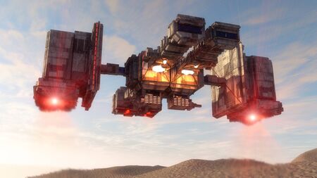3d rendering. Futuristic unidentified flying objectの写真素材