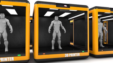 3d render and 3d printer