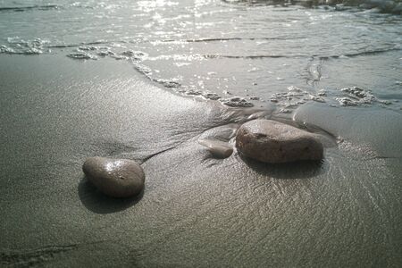 Stones on a beach in Spainの写真素材