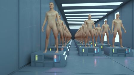 3D render. Cloning humanoid figuresの写真素材
