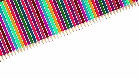 3d rendering background with pencils of different colorsの写真素材