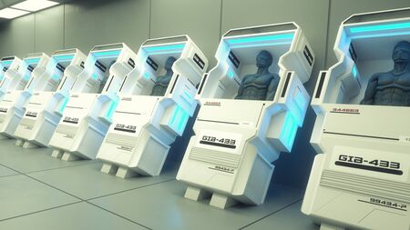 3D render. Cloning humanoid figuresの写真素材