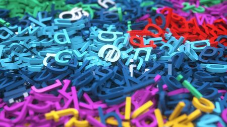 3d render Colorful letters falling to the groundの写真素材