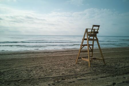 Lifeguard chair on the beachの写真素材