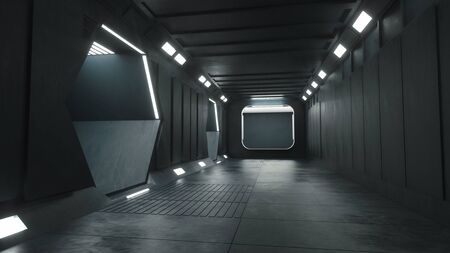 3d render. Futuristic scifi corridor