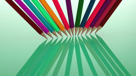 3d rendering background with pencils of different colorsの写真素材