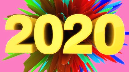3d render. 2020 text celebration backgroundの写真素材