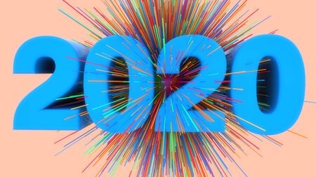 3d render. 2020 text celebration backgroundの写真素材