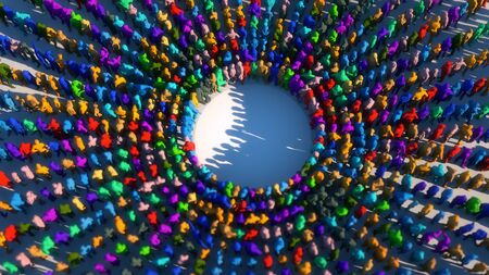 3d render. Massive crowd low peopleの写真素材