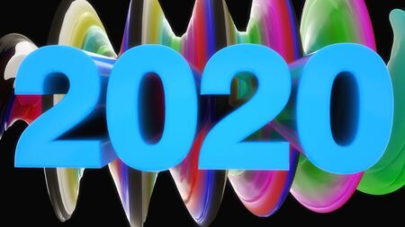 3d render. 2020 text celebration backgroundの写真素材