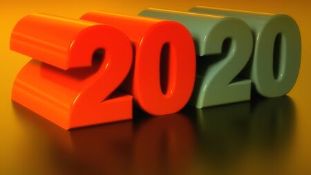 3d render. 2020 text celebration background