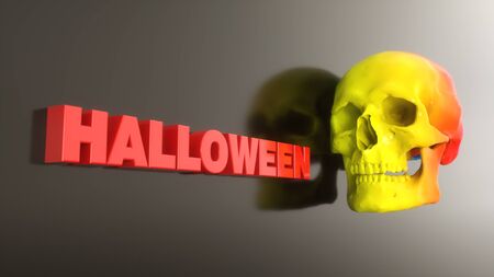 3d render halloween and skull backgroundの写真素材