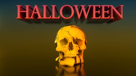 3d render halloween and skull backgroundの写真素材