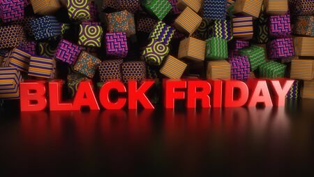 3d render black friday text backgroundの写真素材