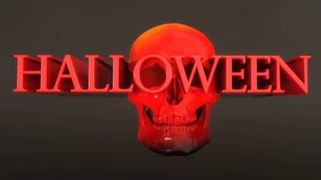 3d render halloween and skull backgroundの写真素材